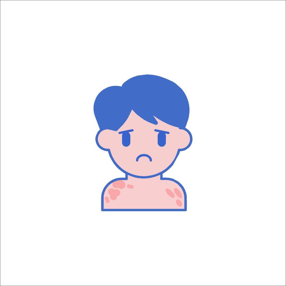 A boy with a rash on his face vector