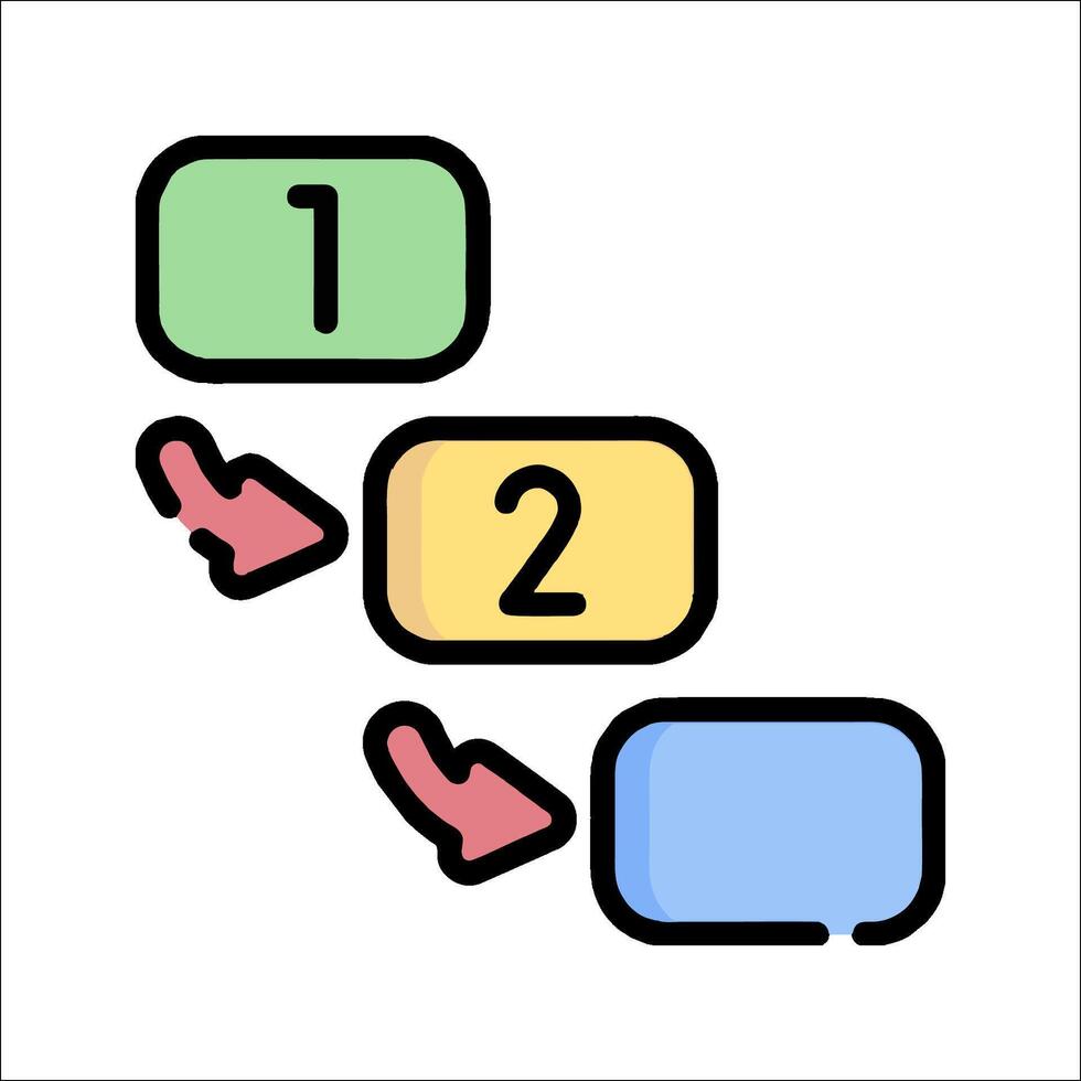 A step by step process diagram with arrows pointing to the next step vector