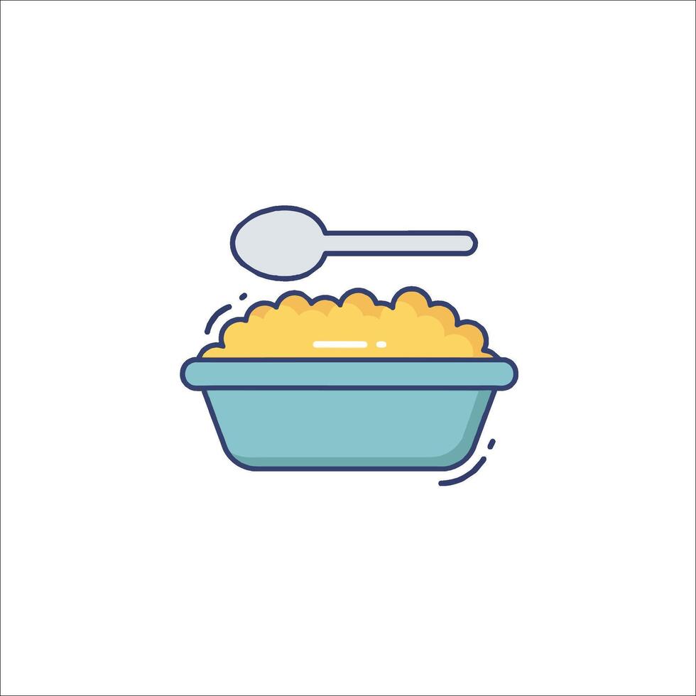 A bowl of macaroni and a spoon in it vector