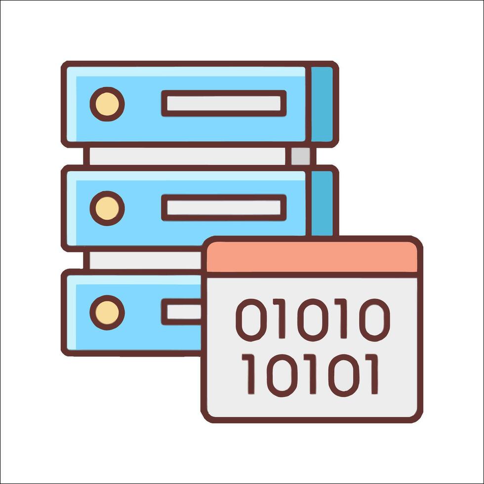 Server with binary code and a calendar icon vector