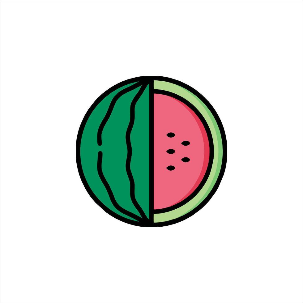 A watermelon icon with a slice cut in half vector
