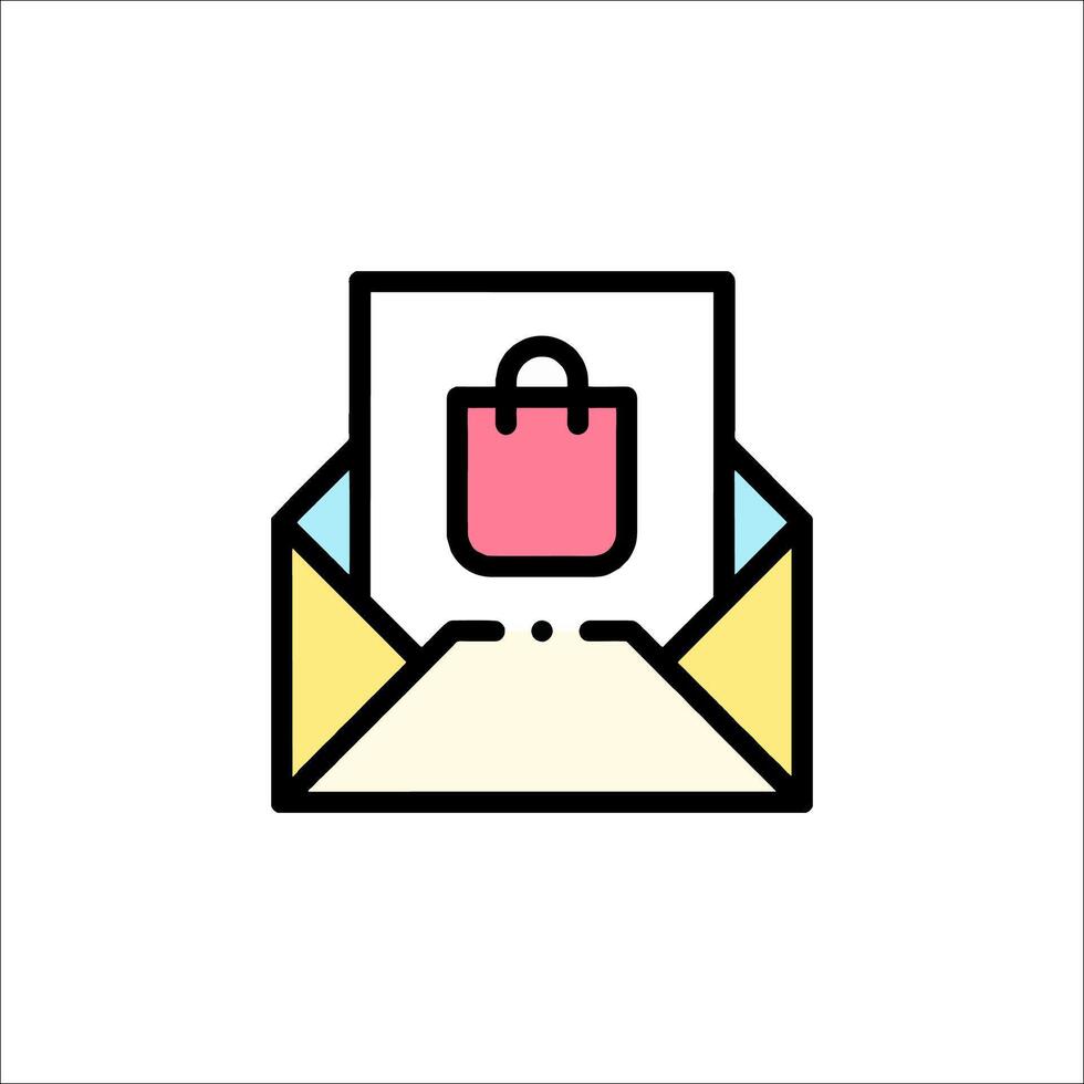 An envelope with a shopping bag inside vector