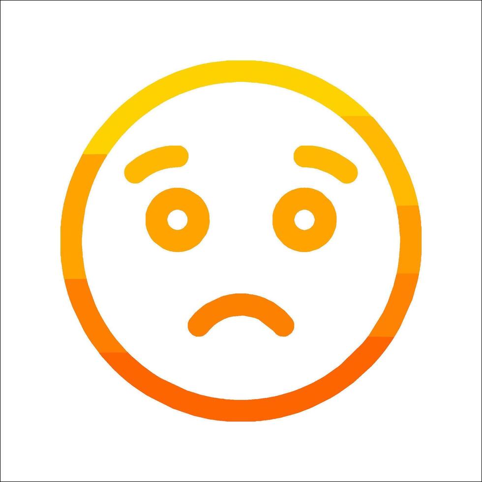 A sad face icon with an orange and yellow background vector
