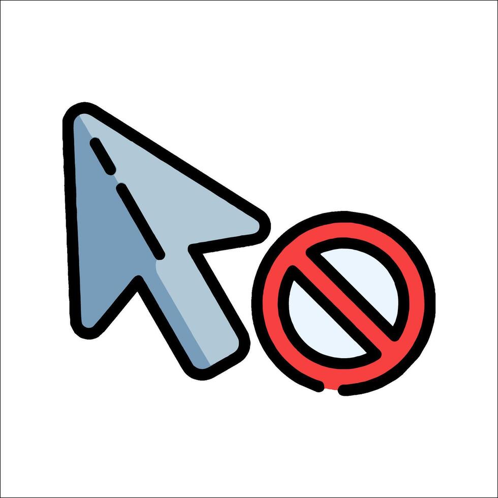 A mouse cursor and a no sign on a white background vector
