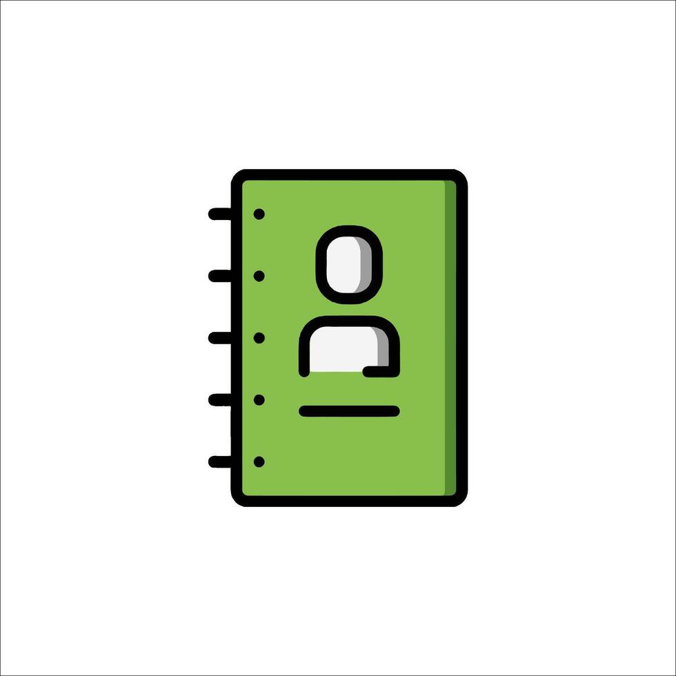 A green notebook with a person inside vector