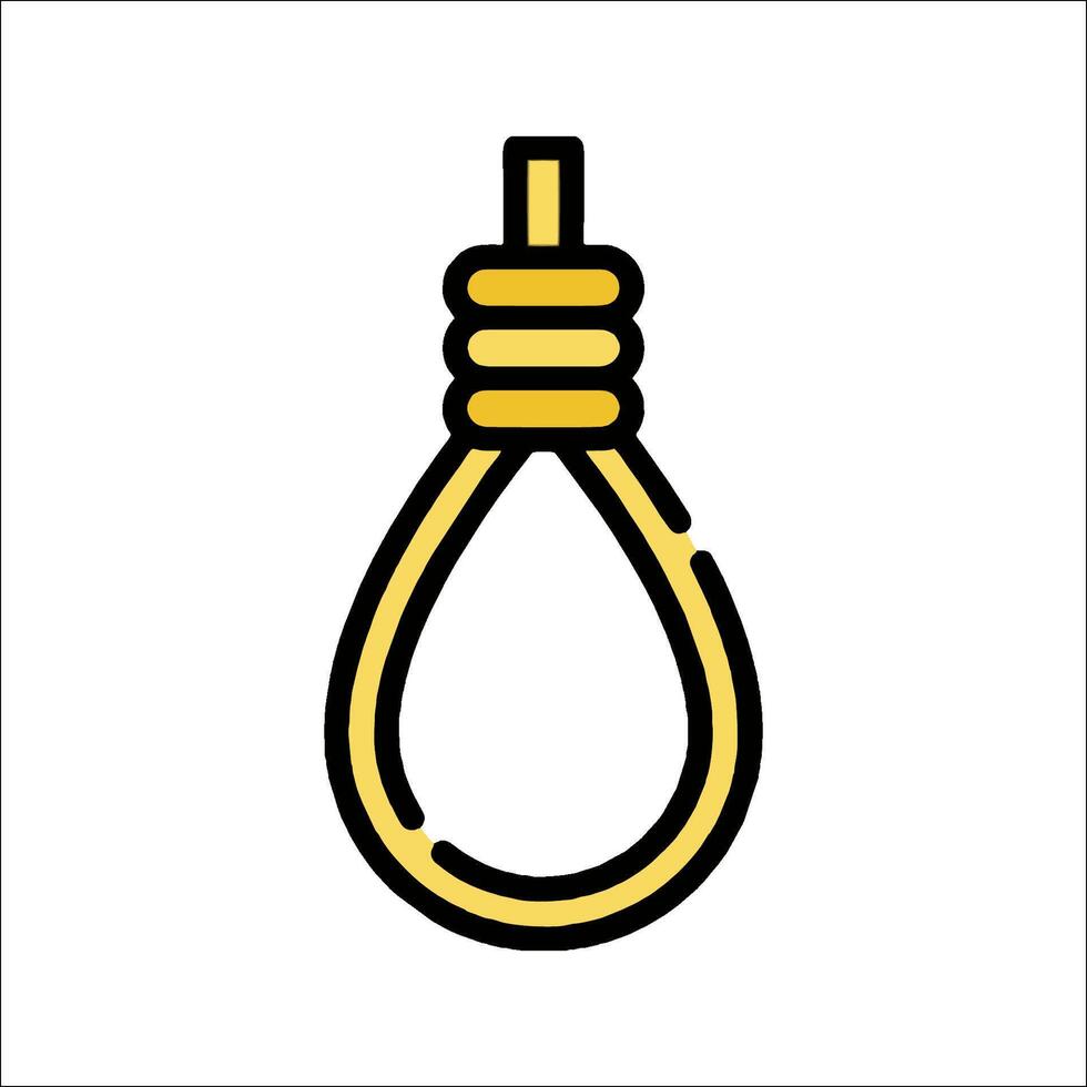 A yellow and black outline of a hanging rope vector