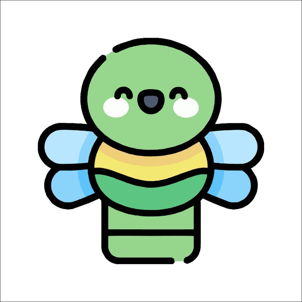 A cute green dragonfly with a yellow and green wings vector