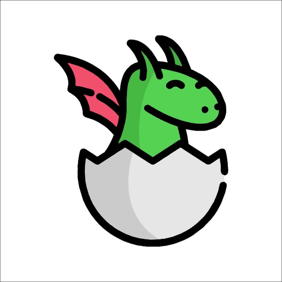 A green dragon is inside an egg vector