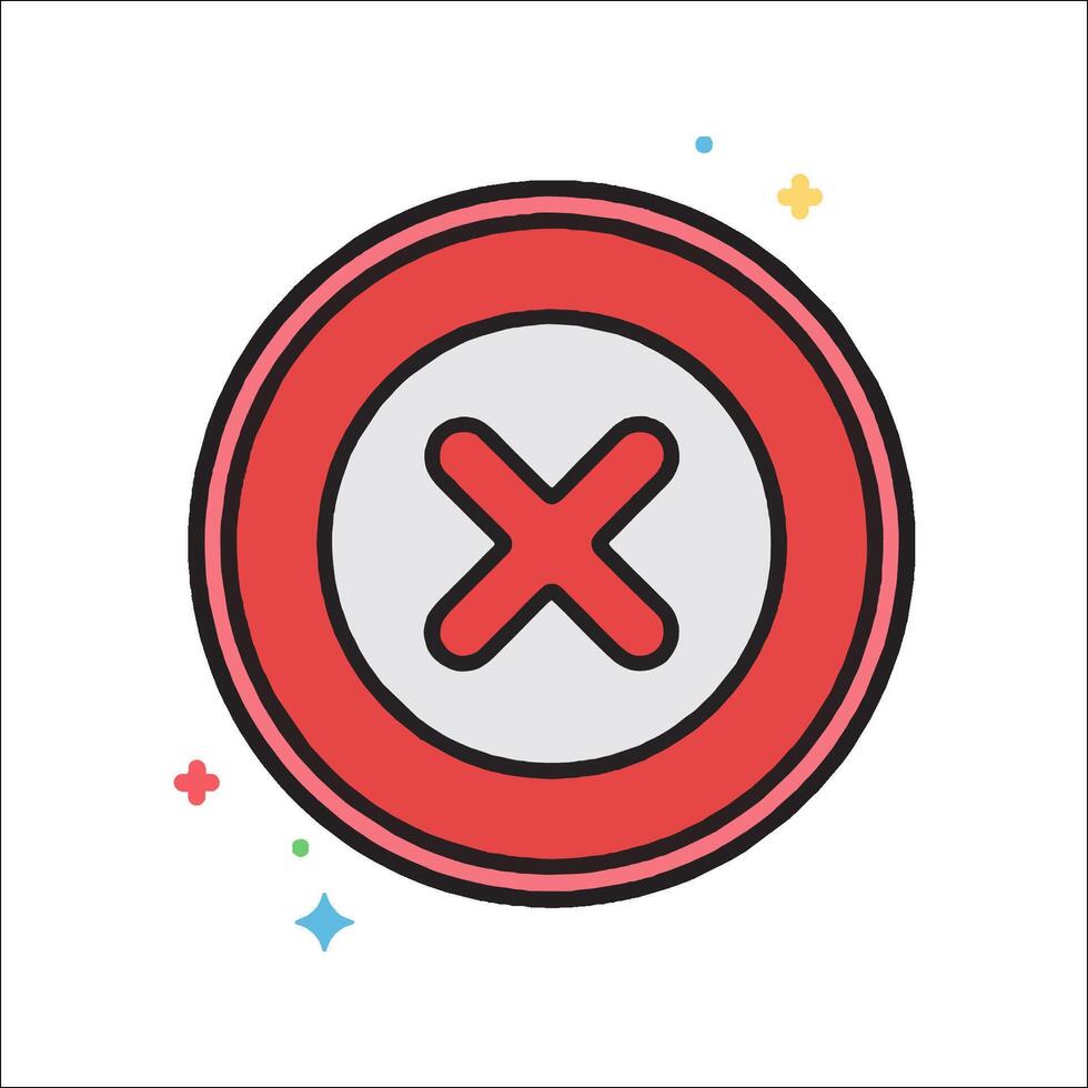 A red cross with an x in the middle of it vector