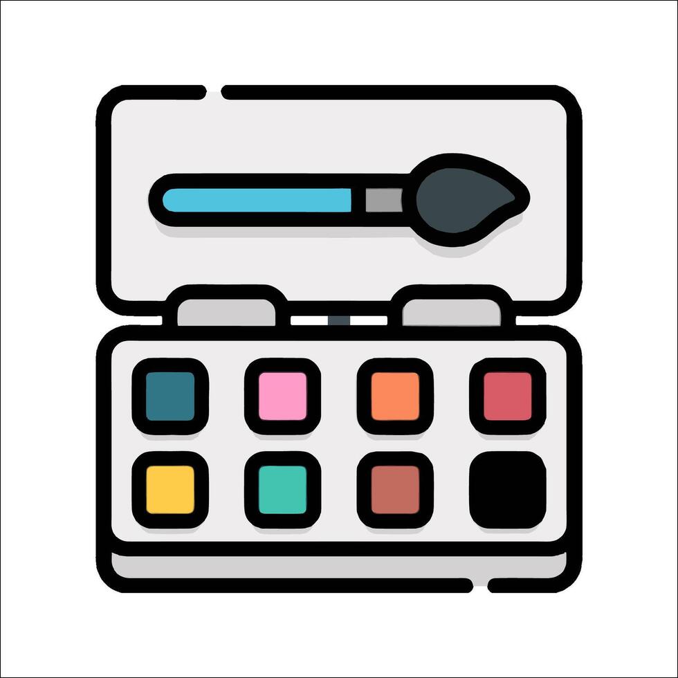 An icon of a makeup palette and brush vector
