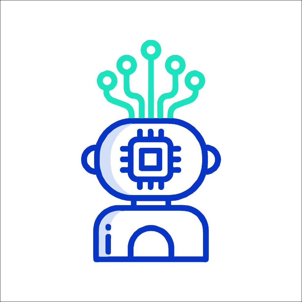 un robot con un chip en sus cabeza vector