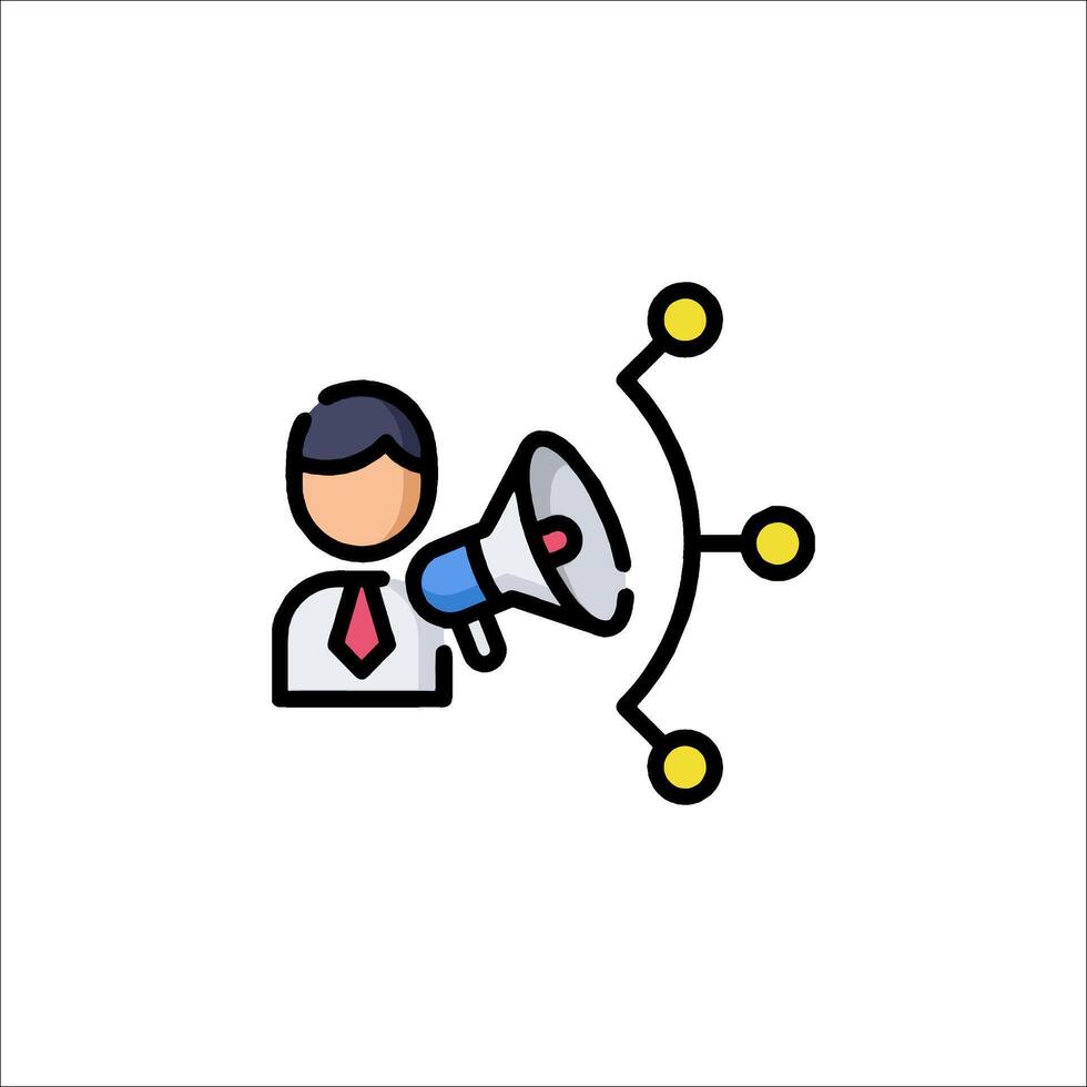 A man with a megaphone and a line connecting dots vector