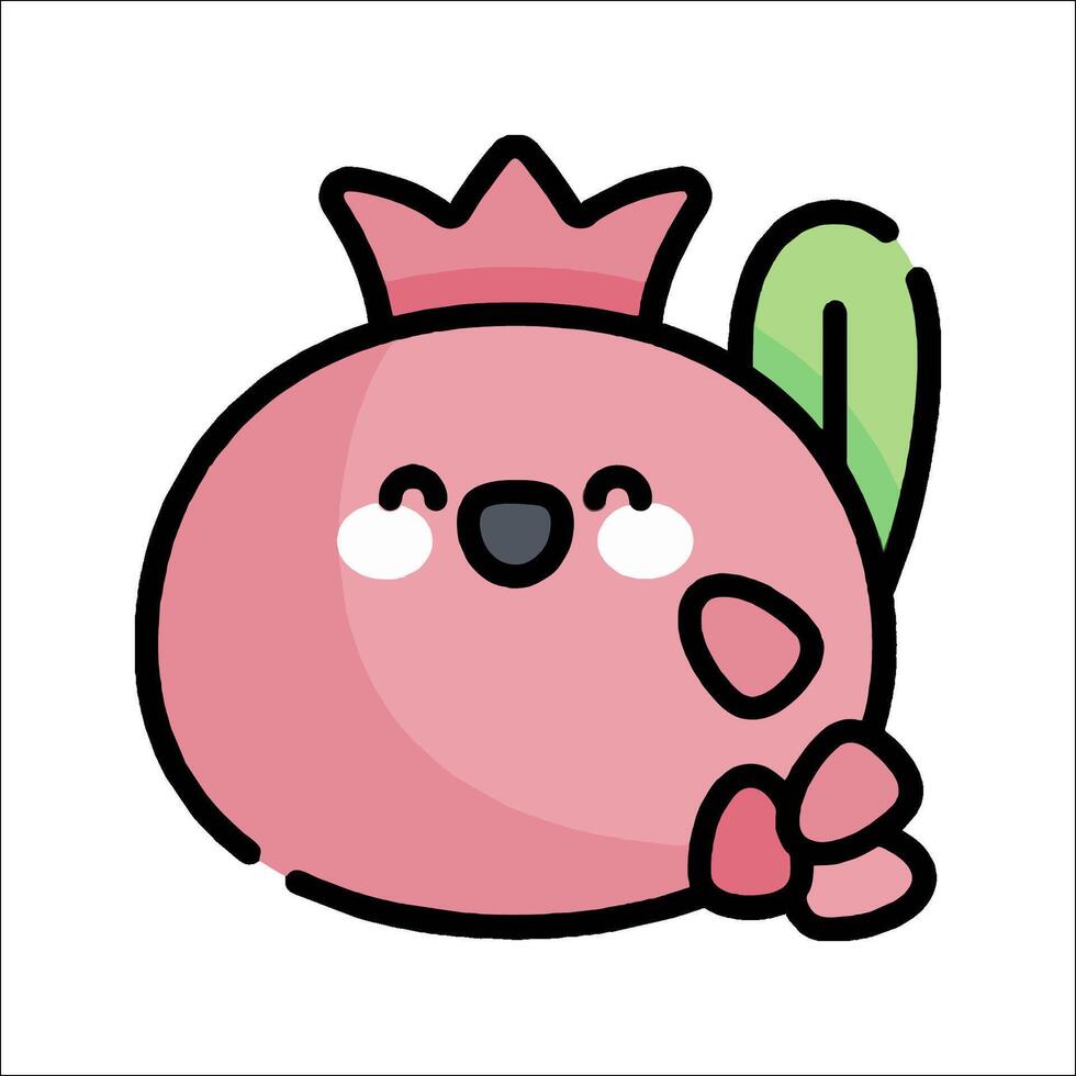 A cute little pink pomegranate with a crown on its head vector
