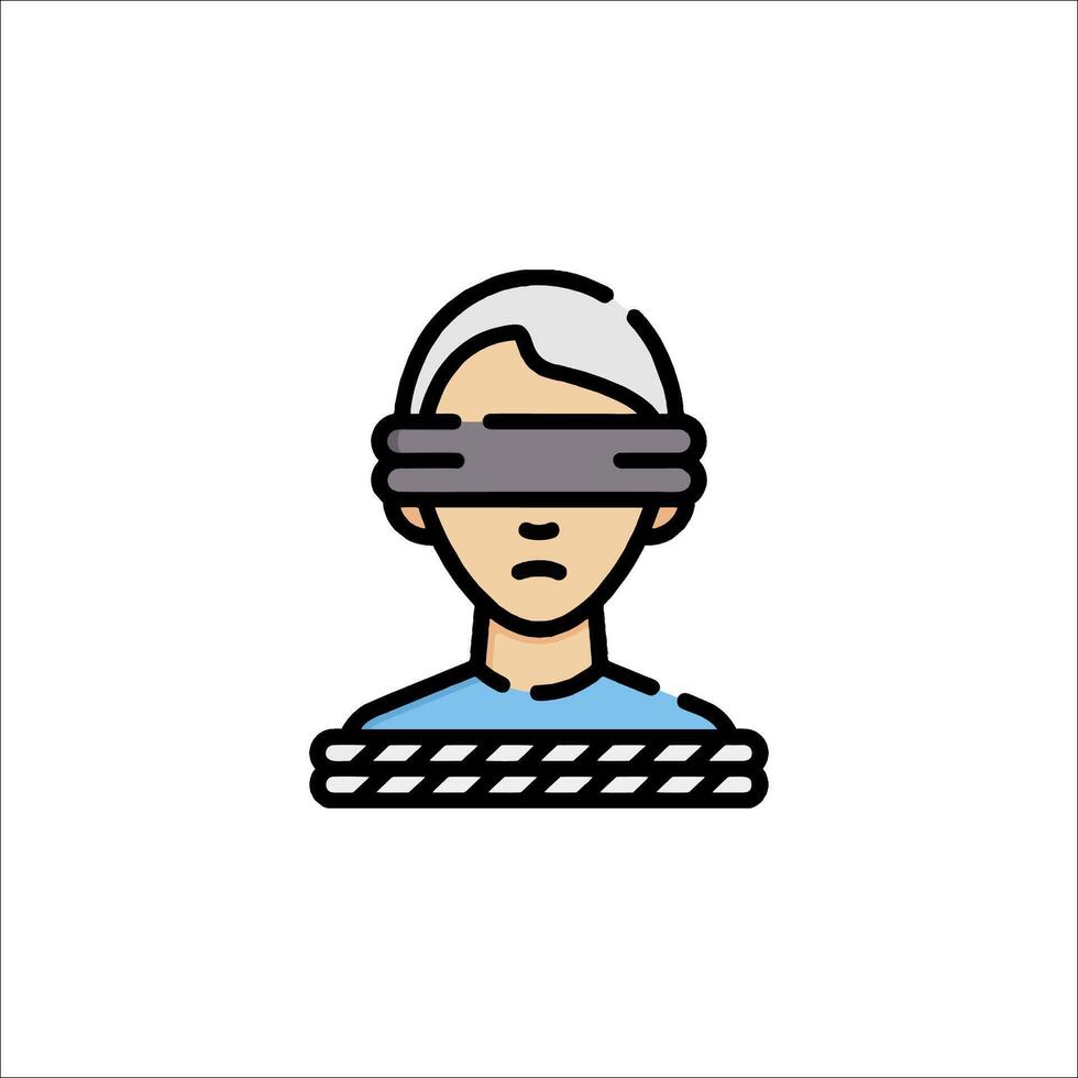 A man wearing a blindfold on his face vector