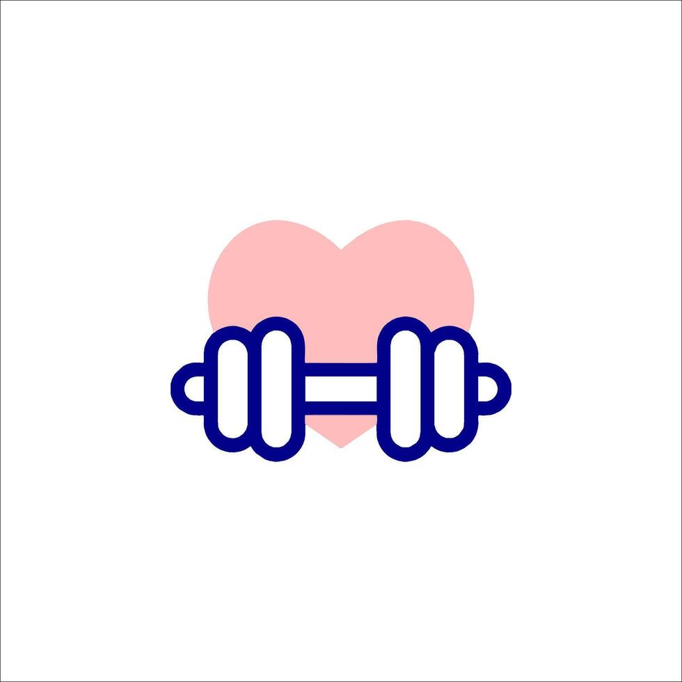 A dumbbell and heart icon on a white background vector