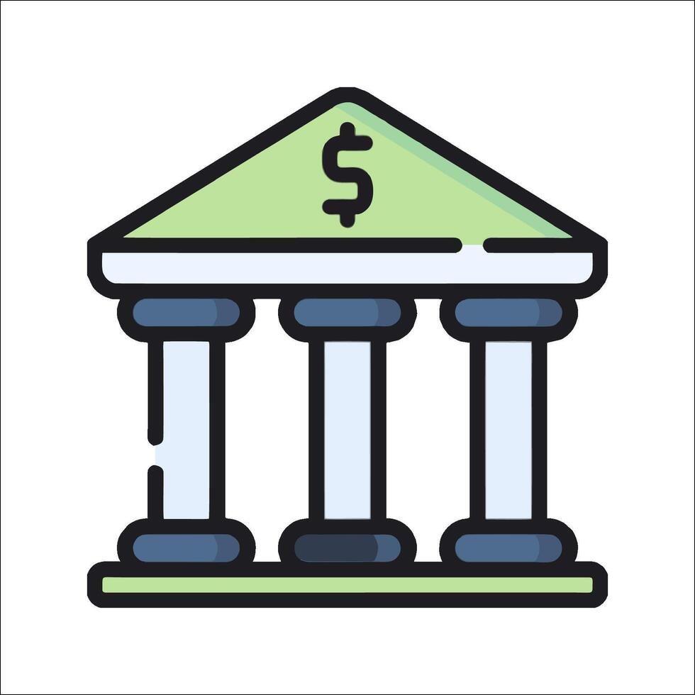 Bank building icon illustration vector