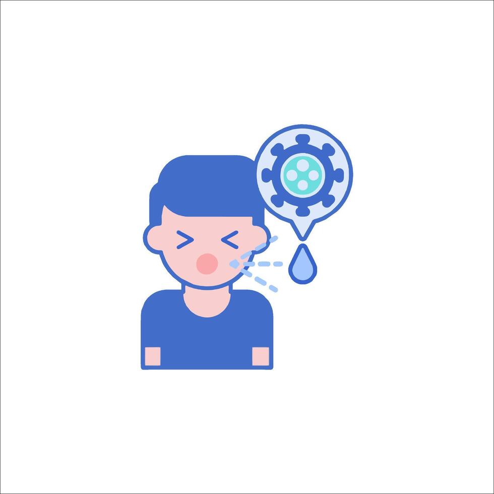 A man with a cough and a droplet of water vector