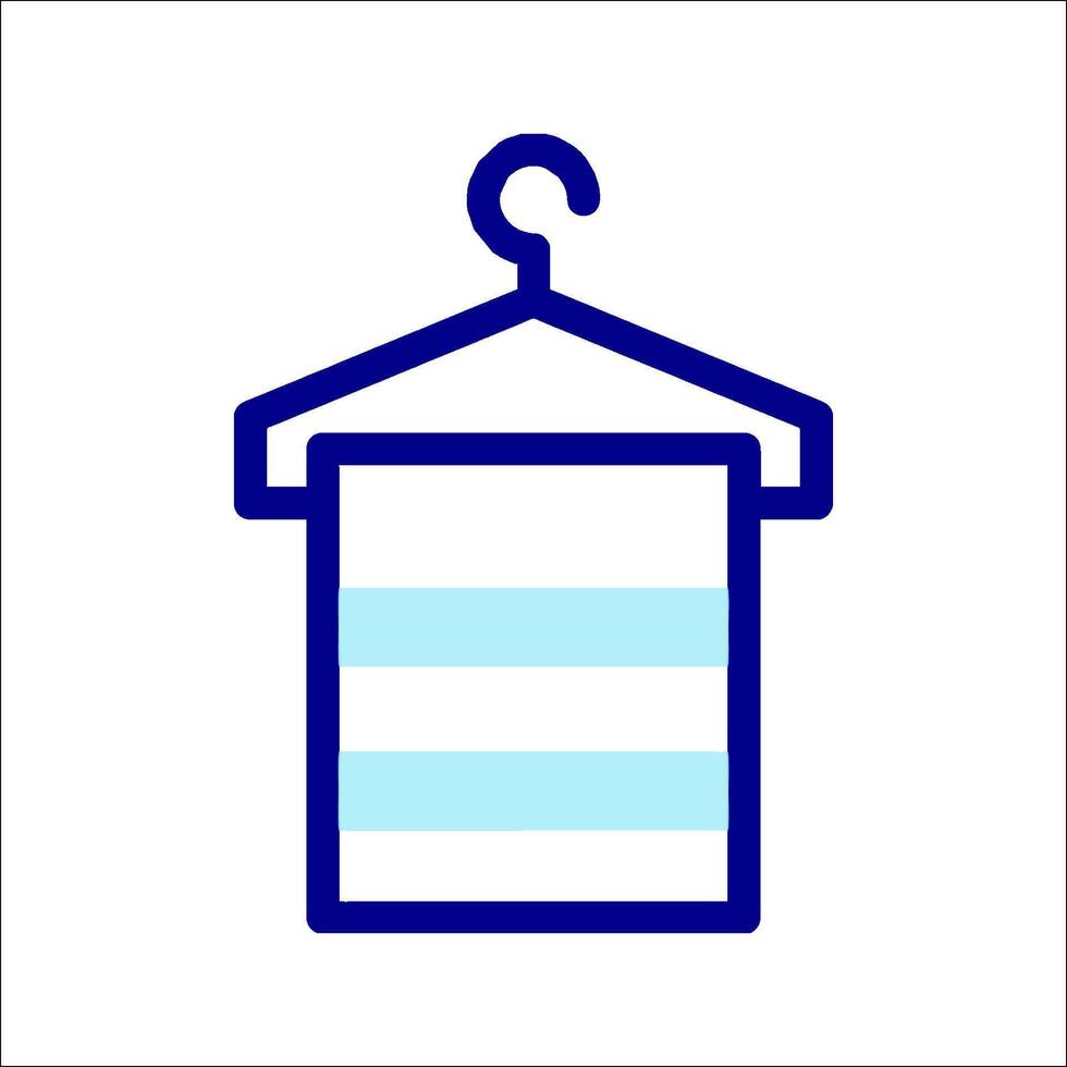 A blue and white icon of a clothes hanger vector