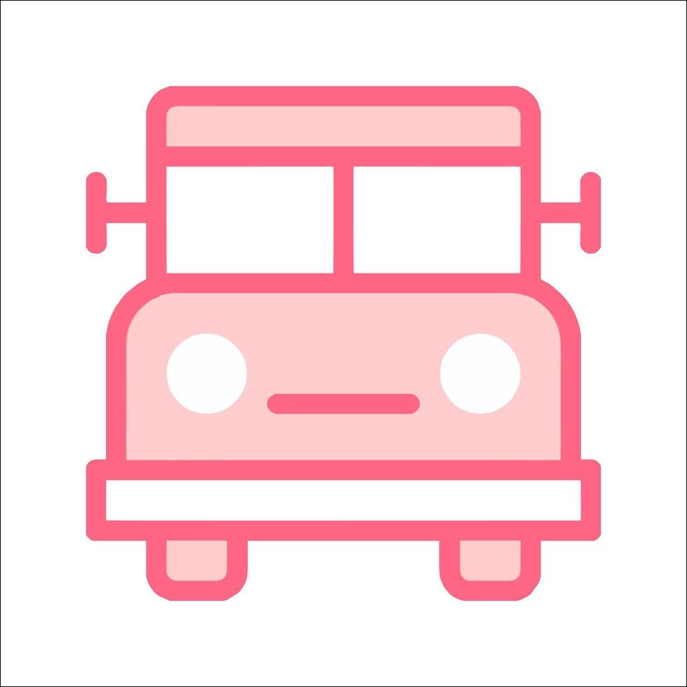 A pink bus icon on a white background vector