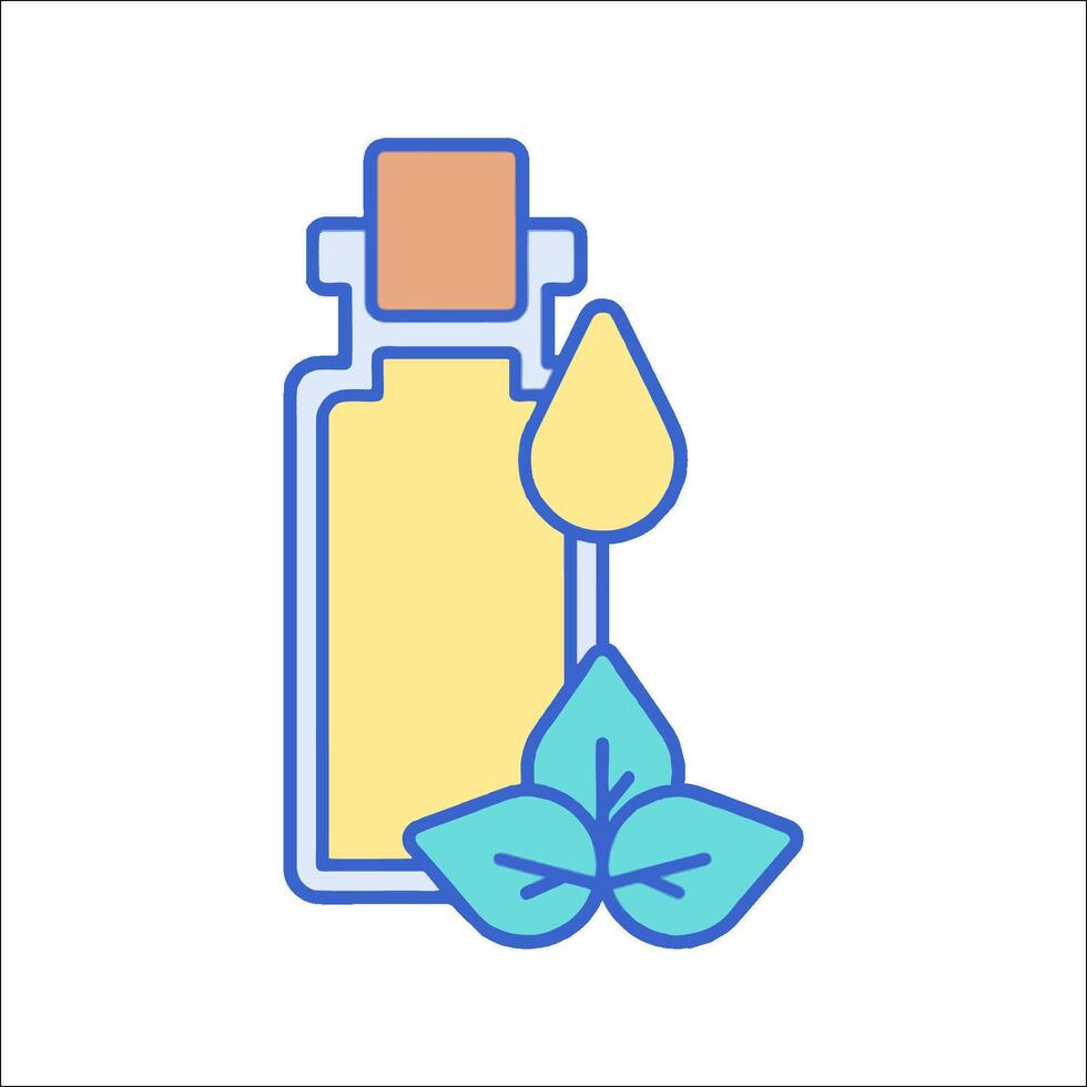 A bottle of oil with a leaf and a drop of oil vector