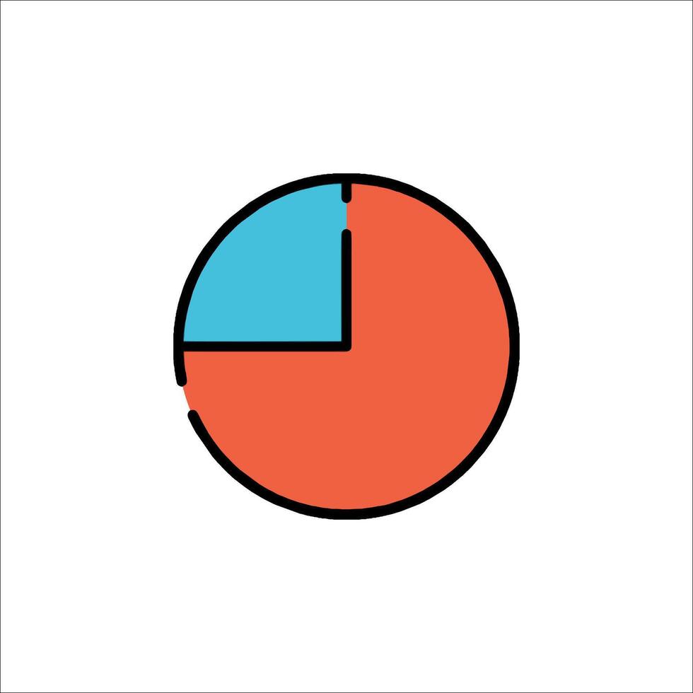 A pie chart icon with a red and blue circle vector