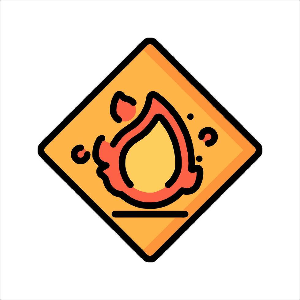 A warning sign with a flame on it vector