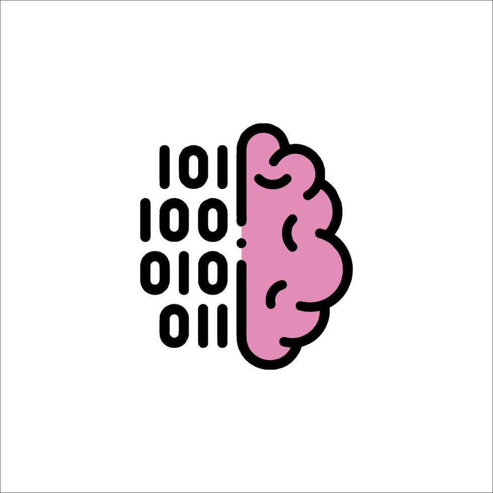 A pink brain with binary code on it vector