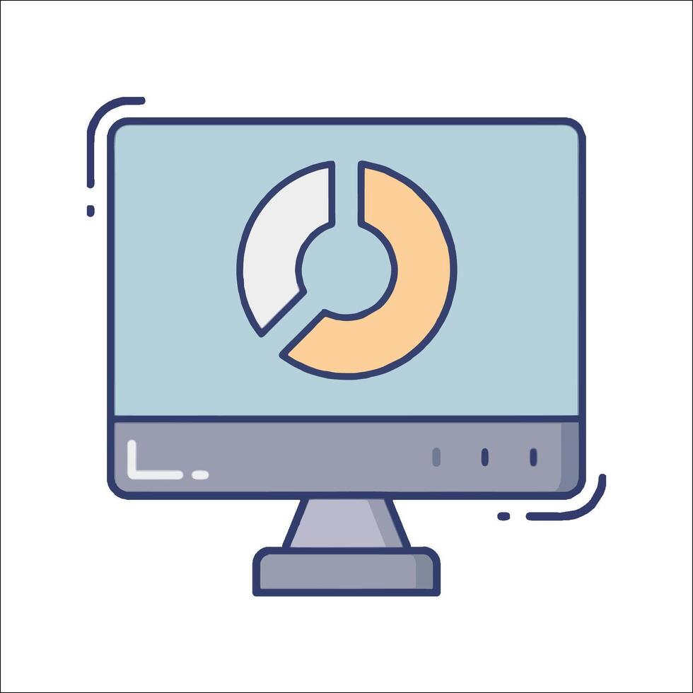 A computer monitor with a pie chart on it vector