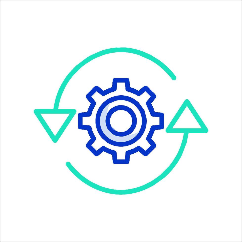 A gearwheel and arrow pointing to it vector