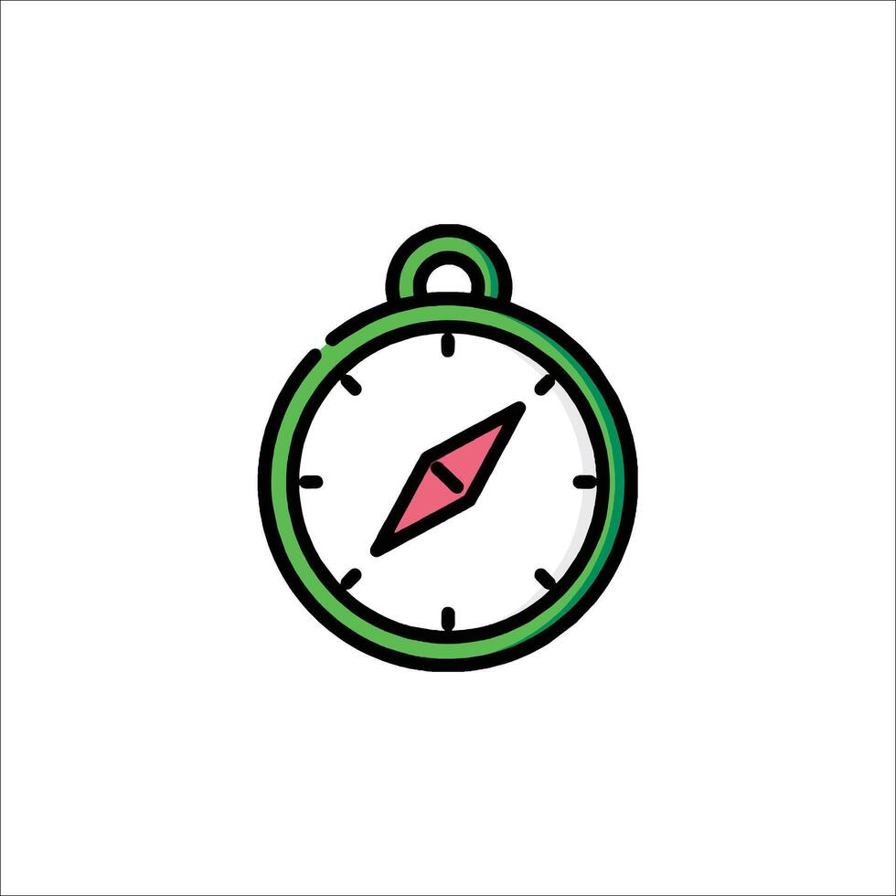 A green and pink compass icon on a white background vector