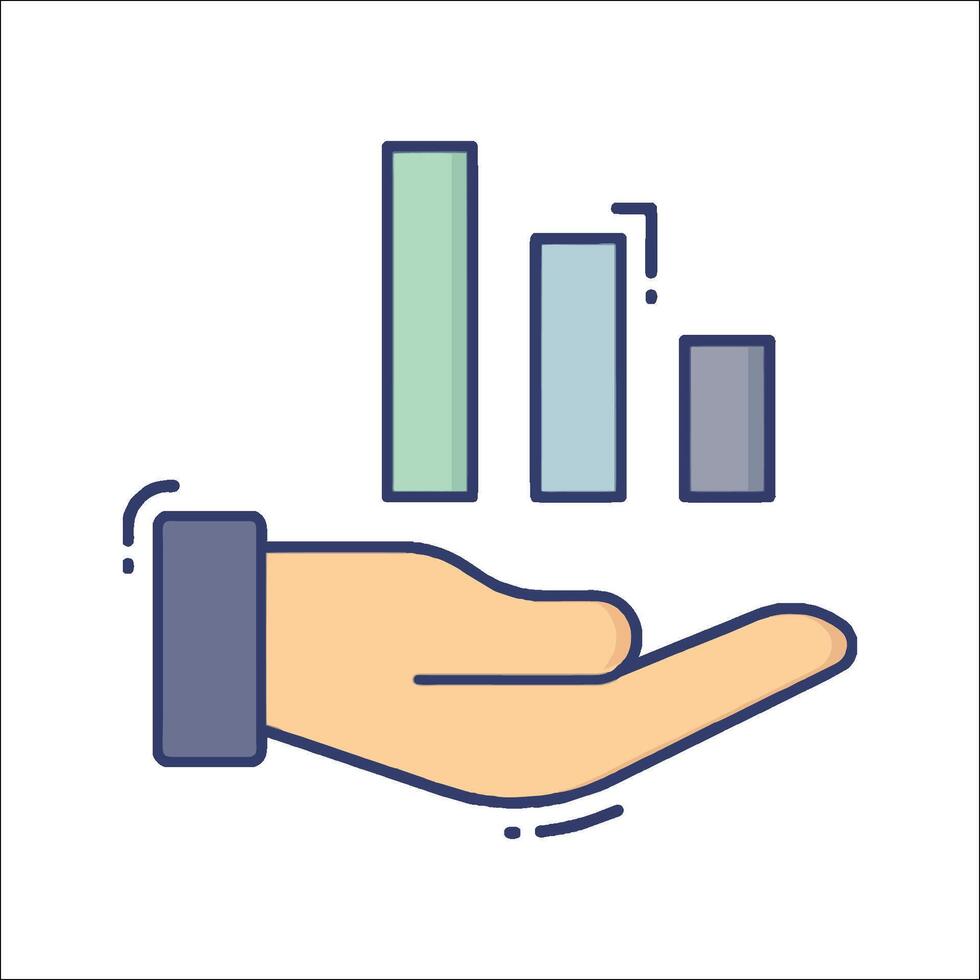 Hand holding a bar chart icon vector