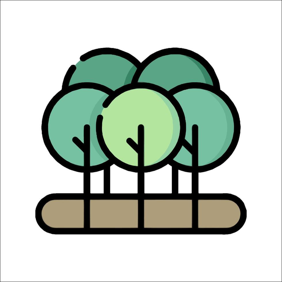 A line drawing of trees on a hill vector