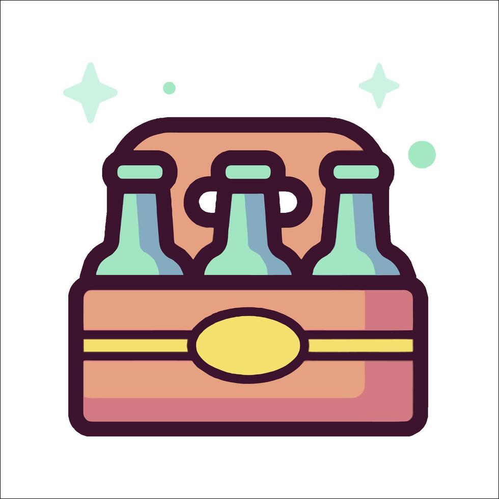 Beer bottle in a box icon illustration vector