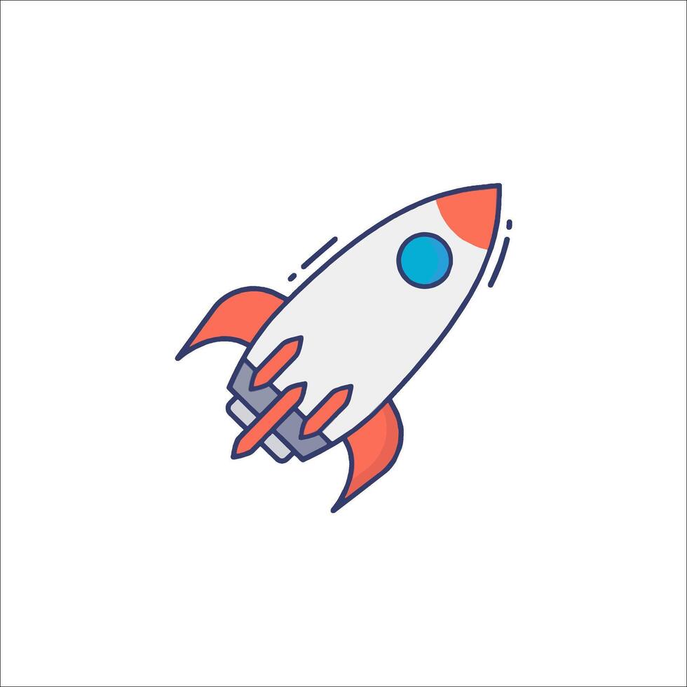 A rocket ship icon in a flat style vector