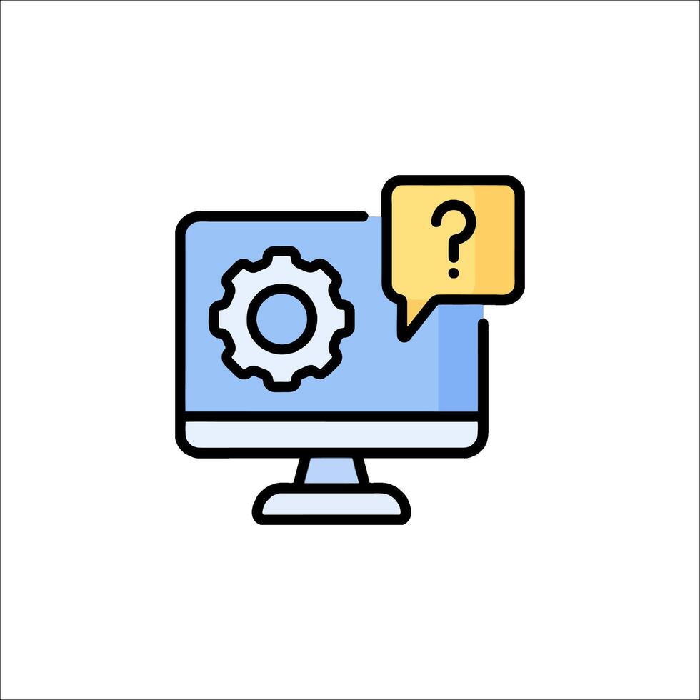 A computer with a question mark on it vector