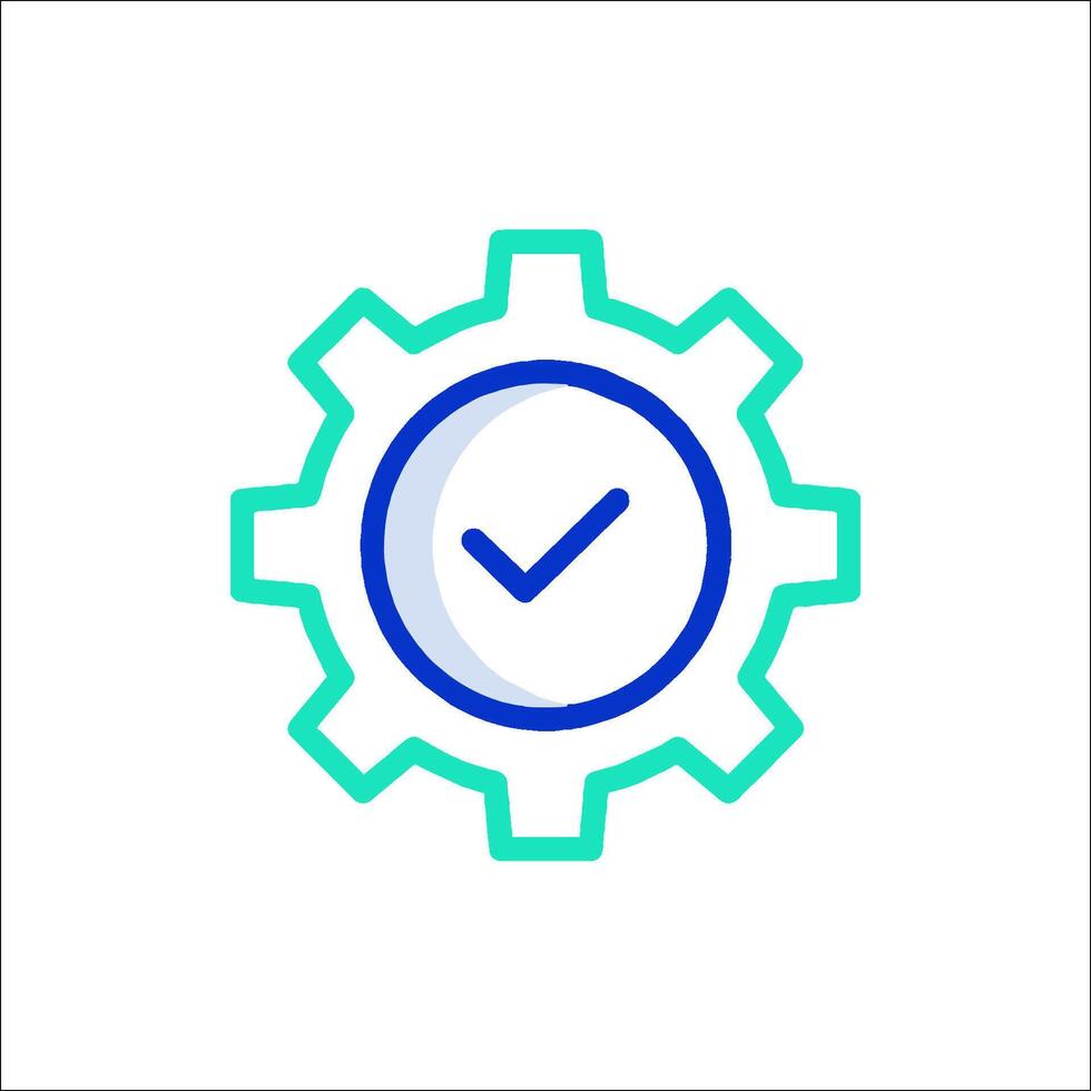 A gearwheel with a tick mark on it vector