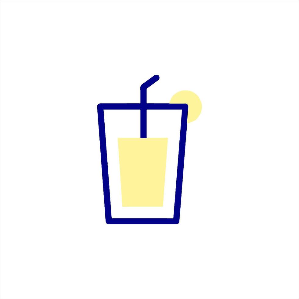 A drink with a straw and a lemon in it vector