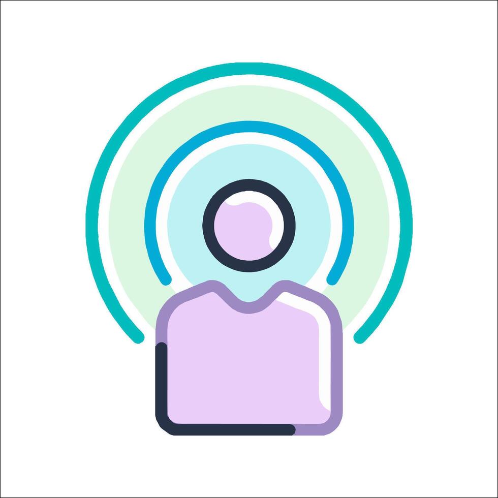 A person with a blue and purple circle on their head vector