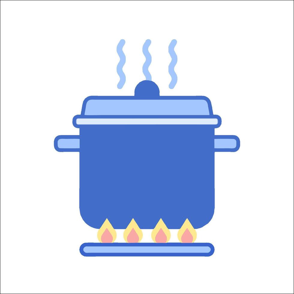 A blue pot with a flame on top of it vector