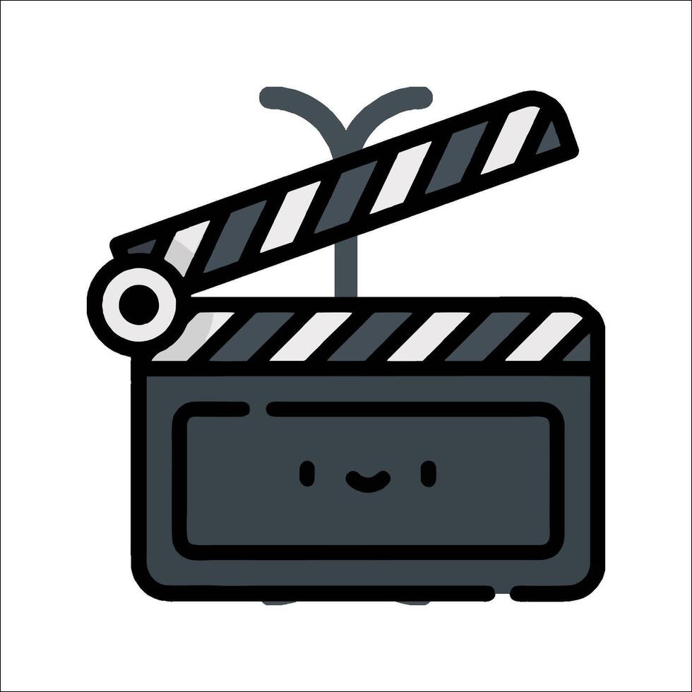 A clapperboard with a smiley face on it vector