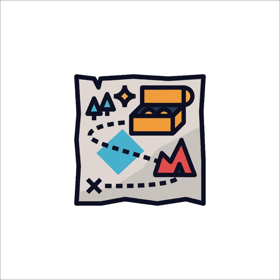 A map with a treasure chest icon vector