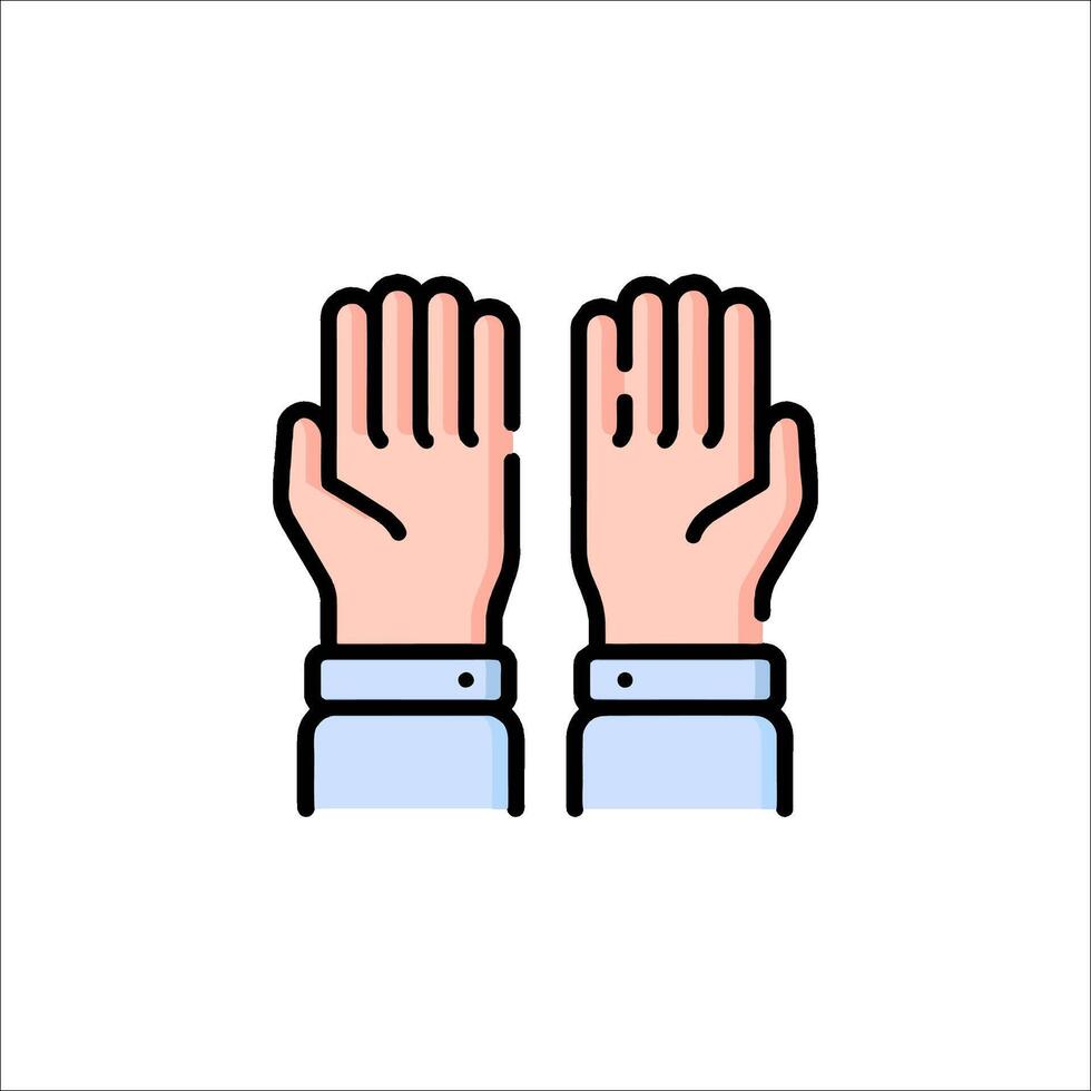Two hands are raised up in the air, with one hand on the other vector