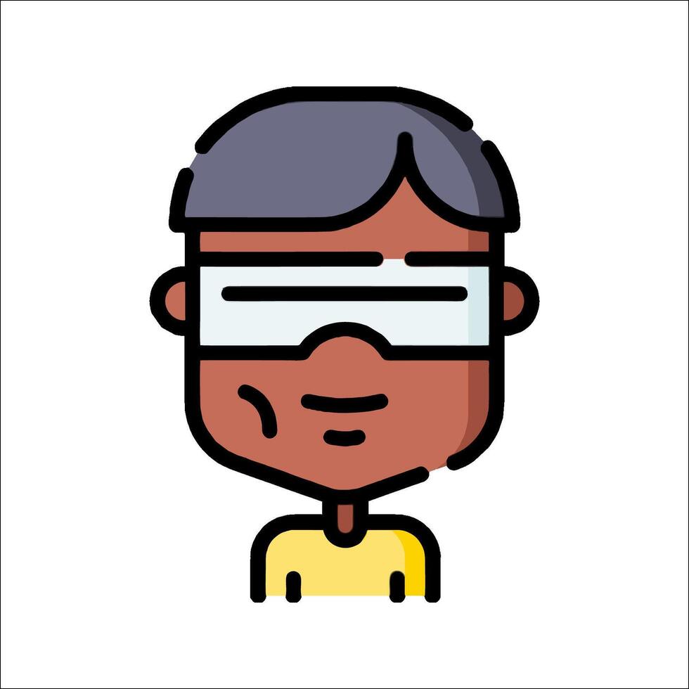 A man wearing a blindfold on his face vector