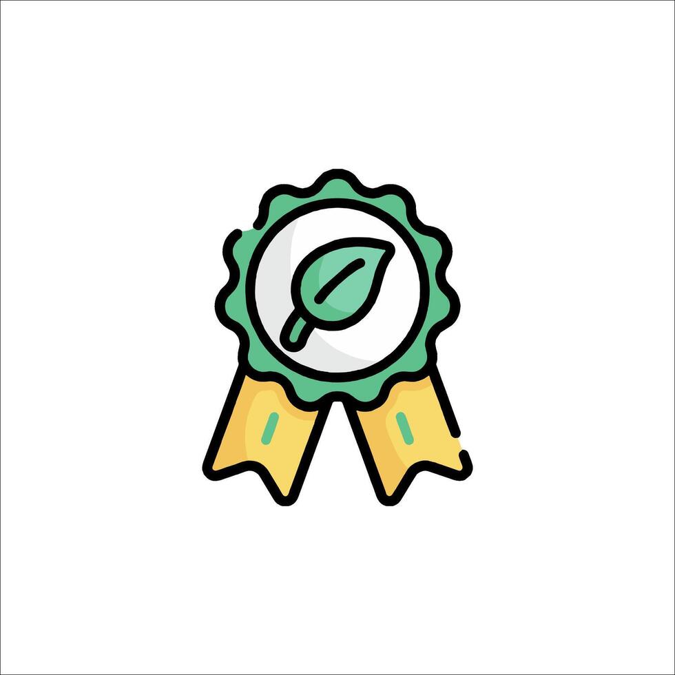 A green leaf award badge icon vector