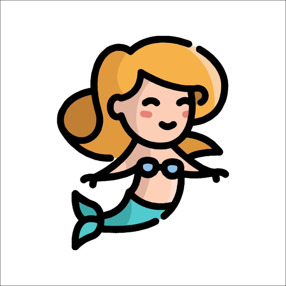 Mermaid cartoon character illustration vector