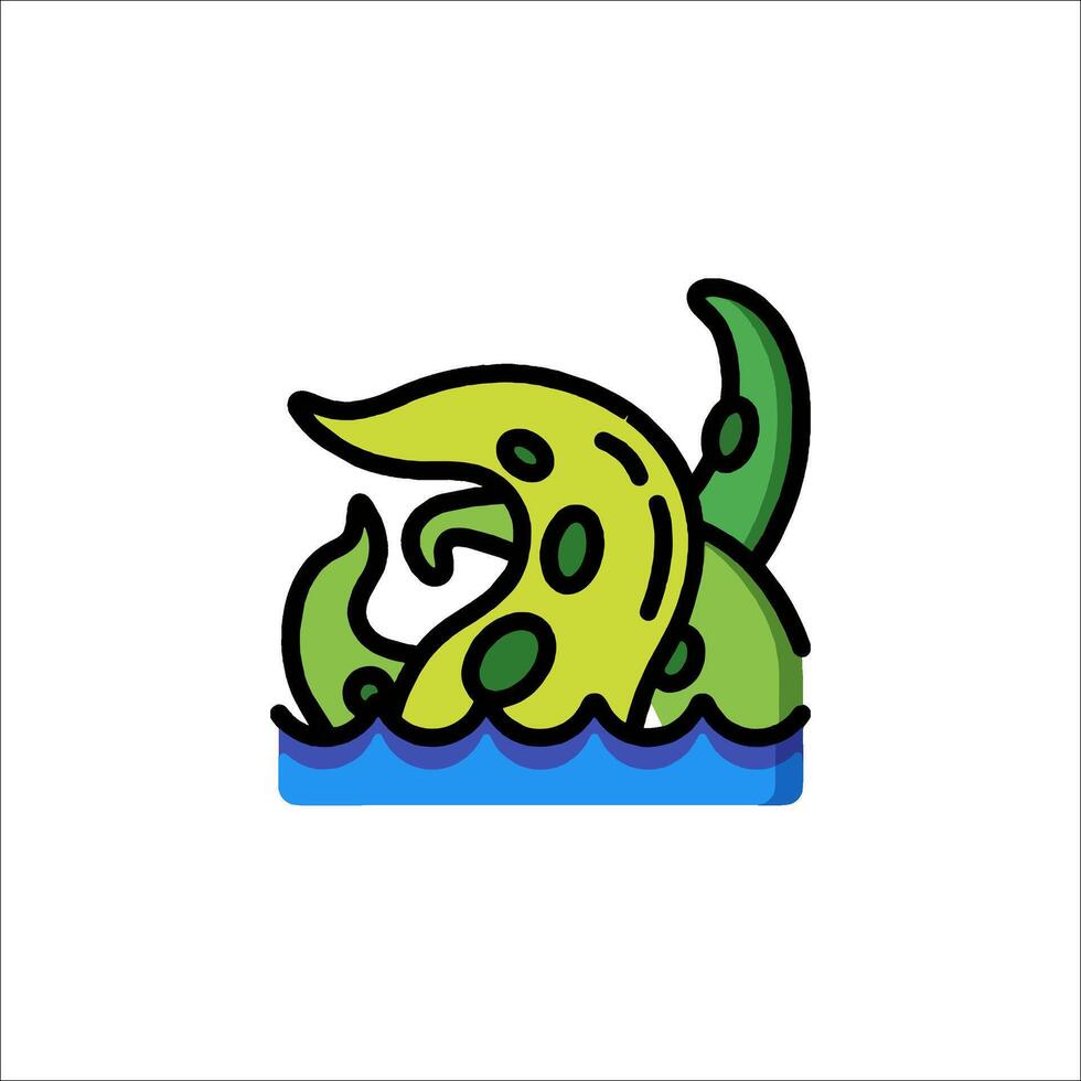 A green octopus is floating in the water vector