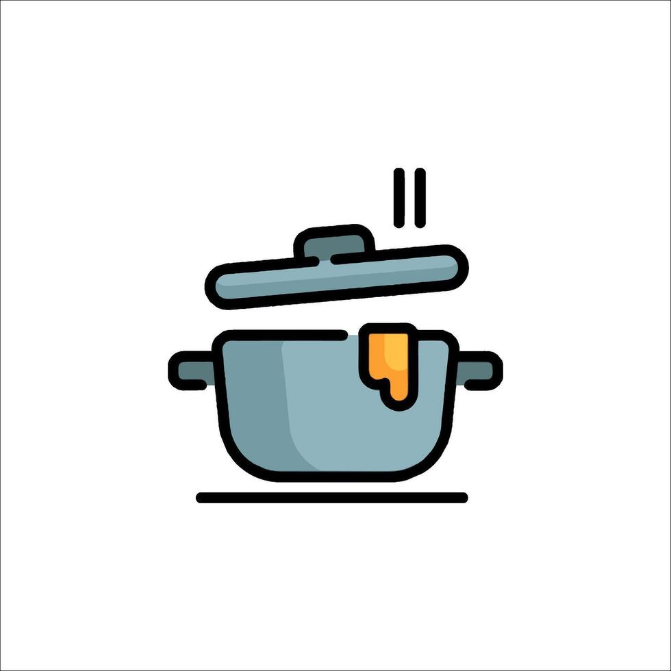 A pot with a lid on top and a spoon on the side vector