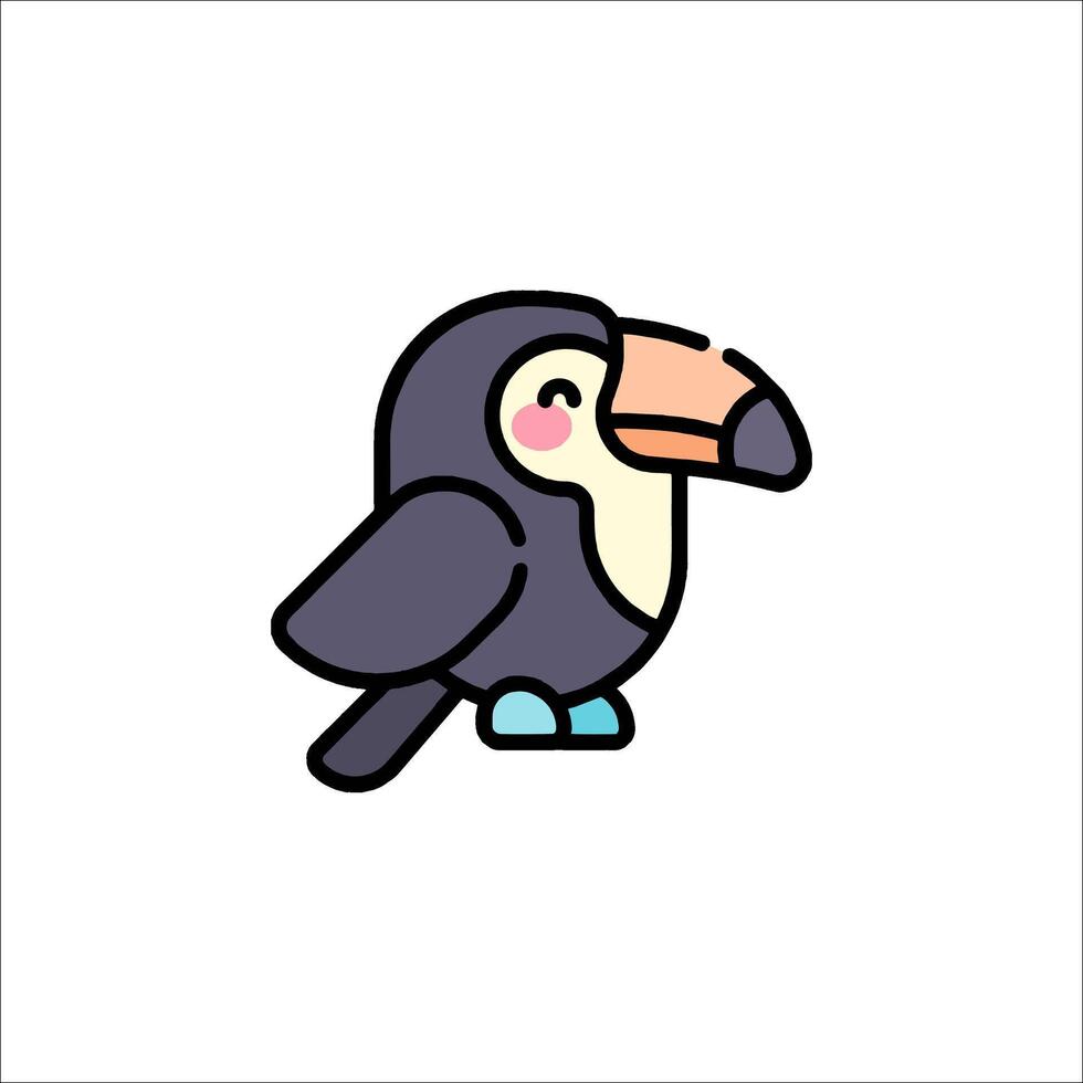 A cute toucan bird icon in a flat style vector