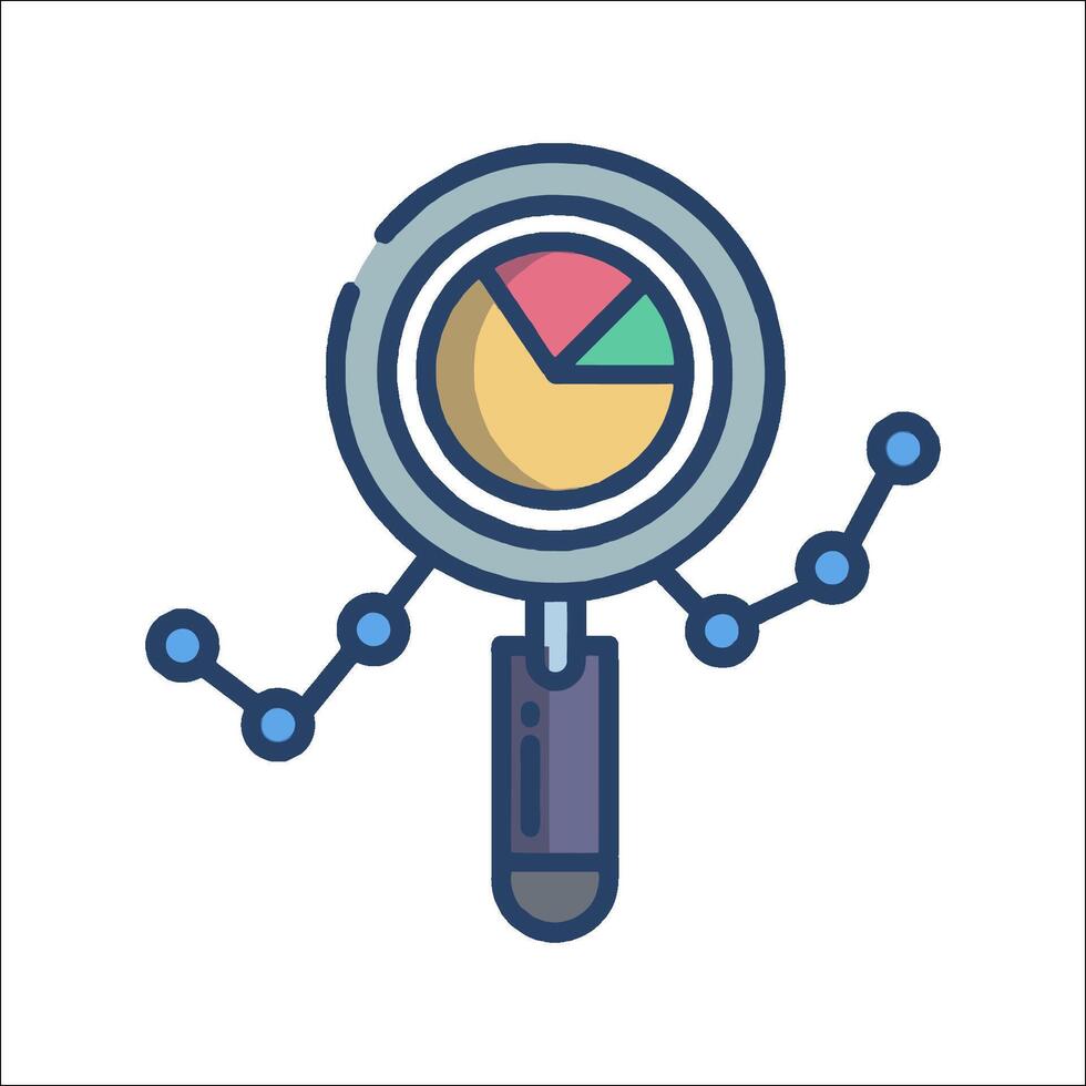 Magnifying glass icon with a pie chart vector