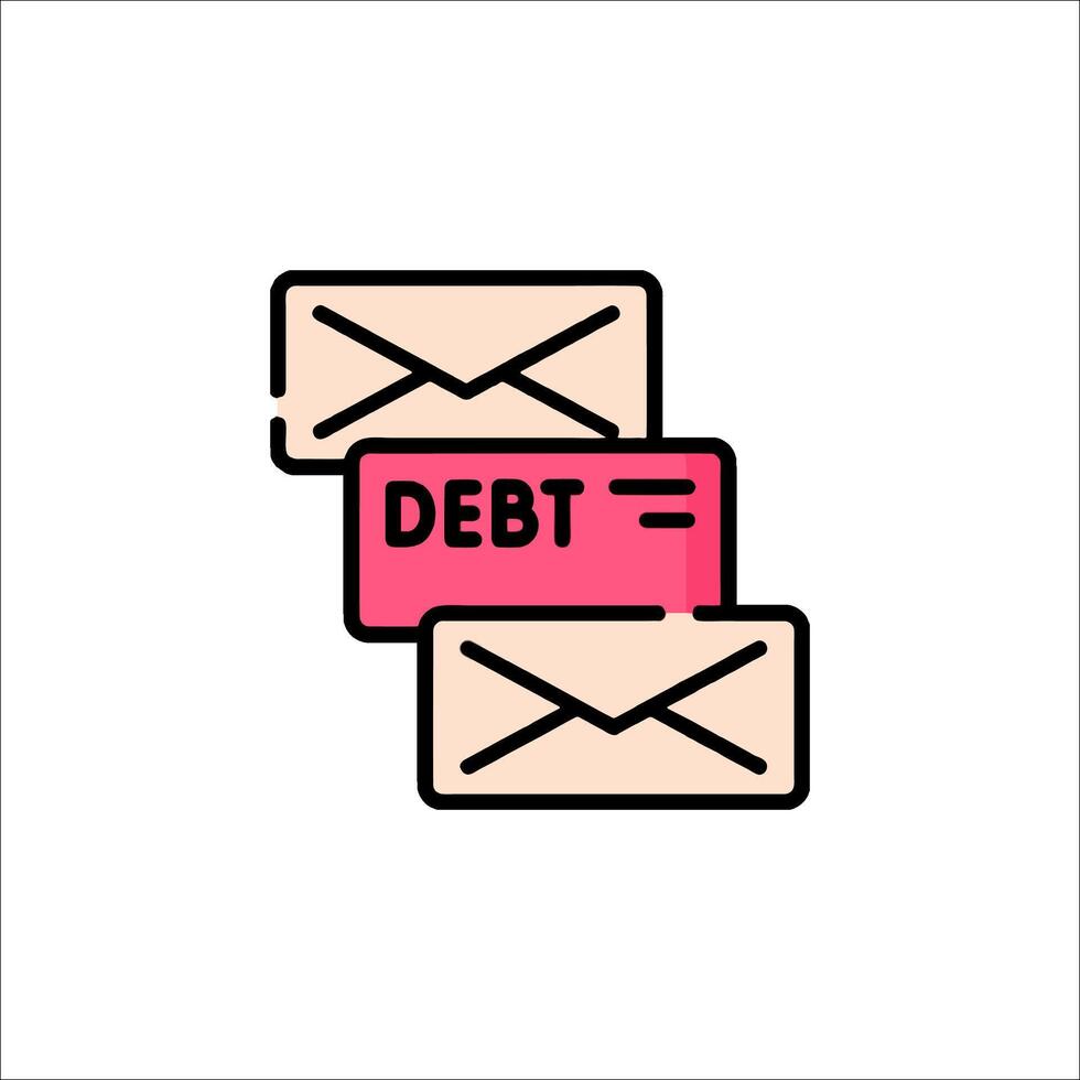 Debt mail icon vector